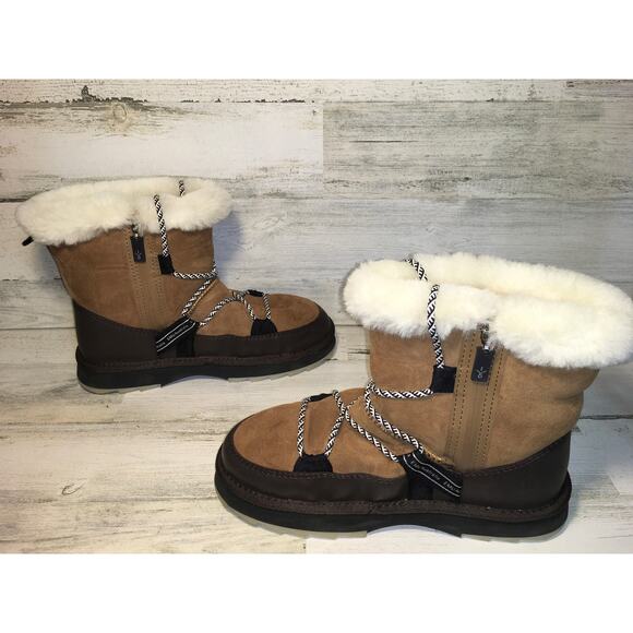 Emu Australia Blurred Sheepskin Boot Womens 10 Chestnut Brown Fuzzy Furry Warm - Picture 7 of 11